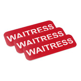 Red Waitress 1 x 3" Name Tag, (3 Pack)