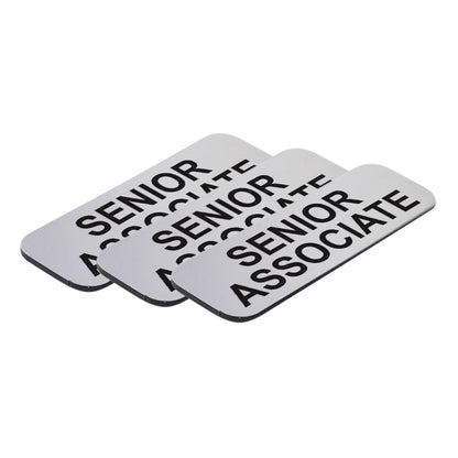 Brushed Silver Senior Associate 1 x 3" Name Tag, (3 Pack)