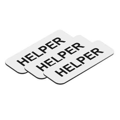 White Helper 1 x 3" Name Tag, (3 Pack)