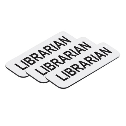White Librarian 1 x 3" Name Tag (3 Pack)