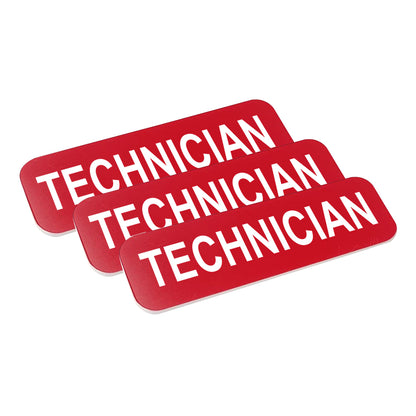 Red Technician 1 x 3" Name Tag, (3 Pack)