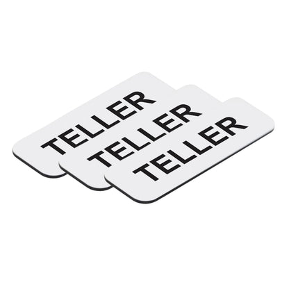 White Teller 1 x 3" Name Tag, (3 Pack)