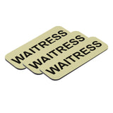 Brushed Gold Waitress 1 x 3" Name Tag, (3 Pack)
