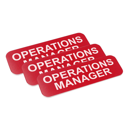 Red Operations Manager 1 x 3" Name Tag, (3 Pack)