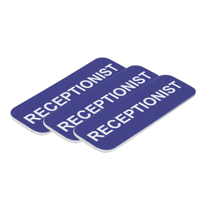 Blue Receptionist 1 x 3" Name Tag, (3 Pack)