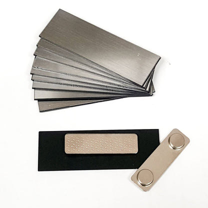 Silver 1" x 3" Name Tag Badge Blanks with Magnetic Backing - 10 Pack