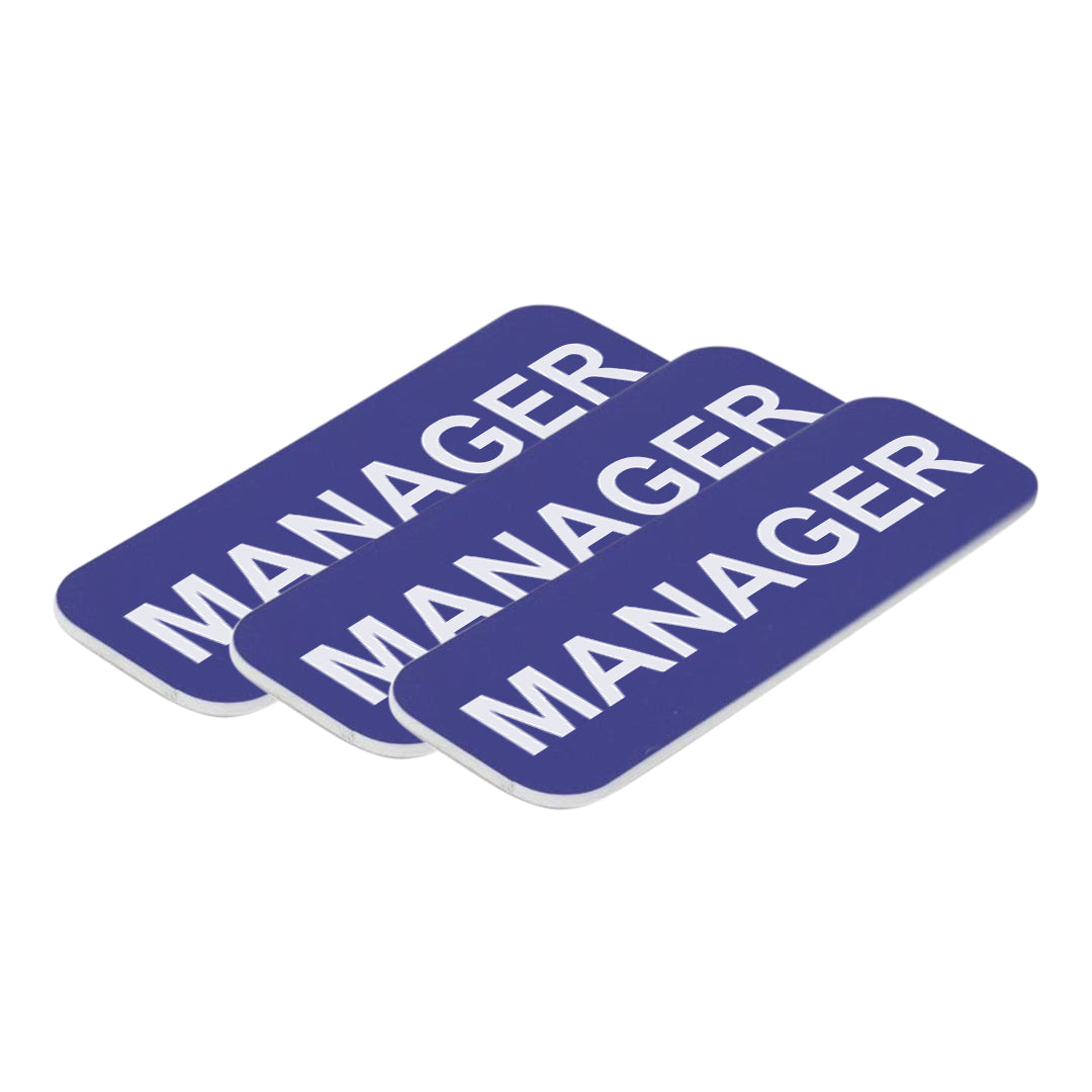 Blue Manager 1 x 3" Name Tag, (3 Pack)