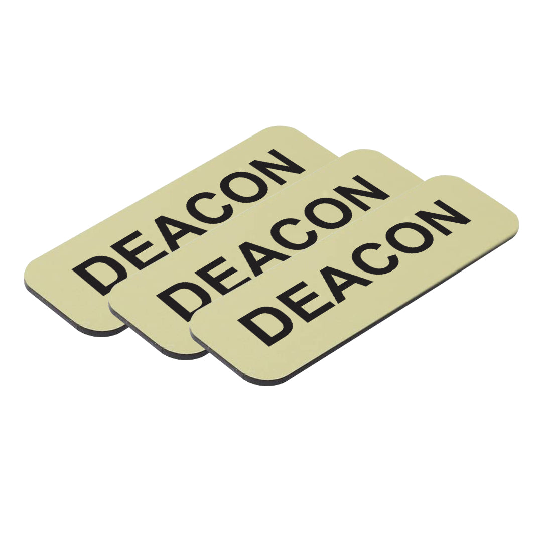 Brushed Gold Deacon 1 x 3" Name Tag, (3 Pack)