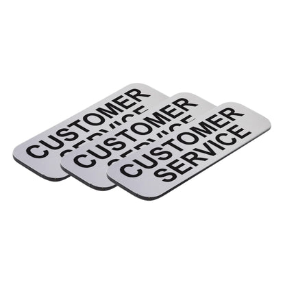 Brushed Silver Customer Service 1 x 3" Name Tag, (3 Pack)