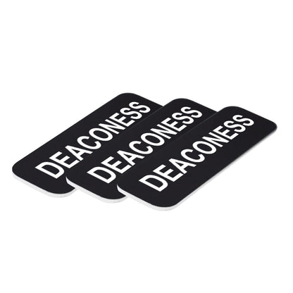 Black Deaconess 1 x 3" Name Tag, (3 Pack)