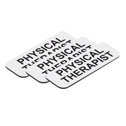 White Physical Therapist 1 x 3" Name Tag, (3 Pack)
