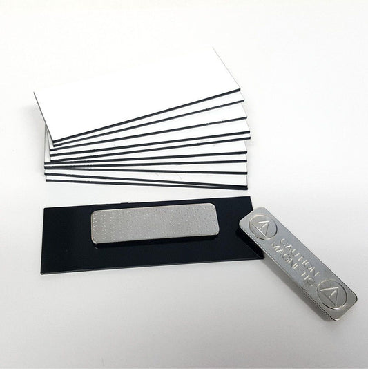 White 1" x 3" Name Tag Badge Blanks with Magnetic Backing - 25 Pack