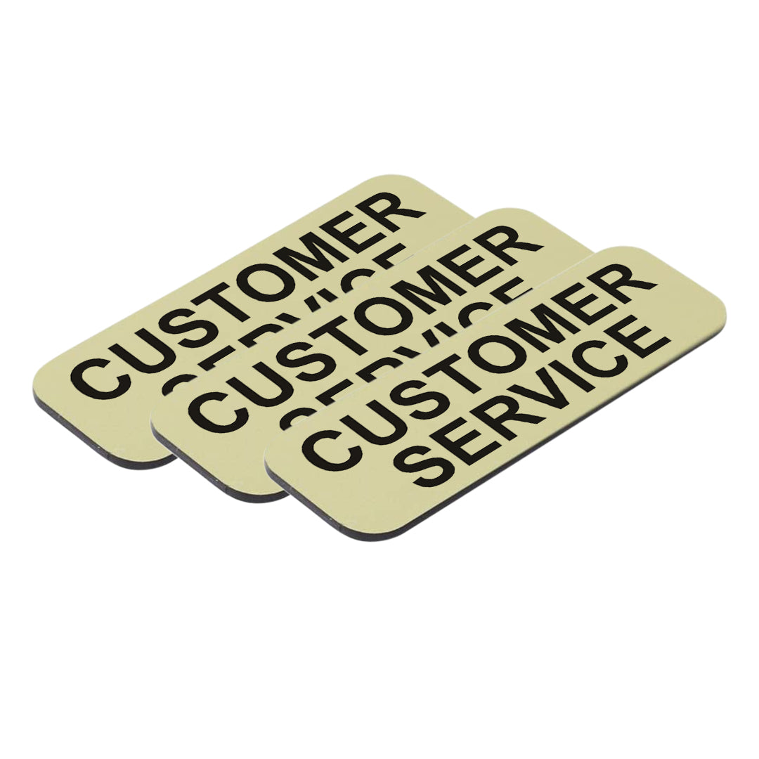 Brushed Gold Customer Service 1 x 3" Name Tag, (3 Pack)