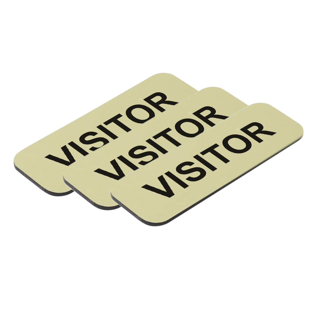 Brushed Gold Visitor 1 x 3" Name Tag, (3 Pack)
