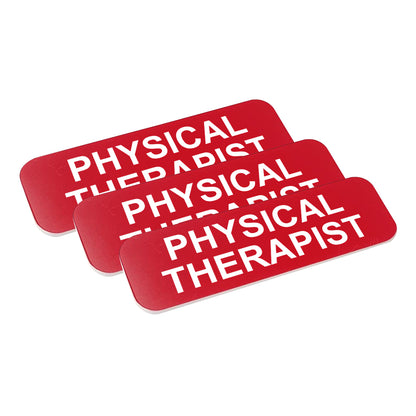 Red Physical Therapist 1 x 3" Name Tag, (3 Pack)