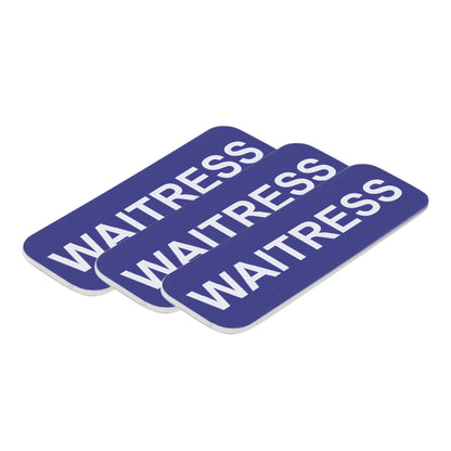 Blue Waitress 1 x 3" Name Tag, (3 Pack)