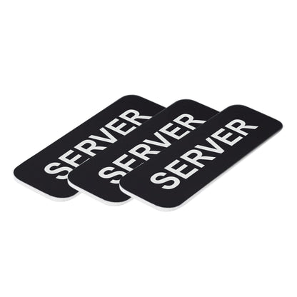 Black Server 1 x 3" Name Tag, (3 Pack)