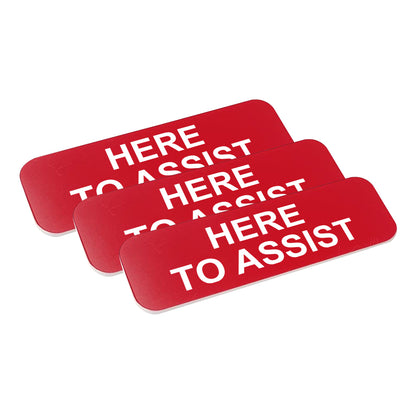 Red Here to Assist 1 x 3" Name Tag (3 Pack)