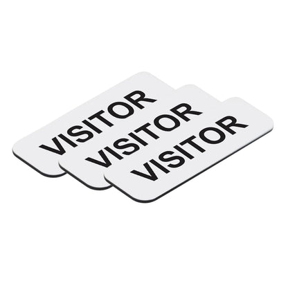 White Visitor 1 x 3" Name Tag, (3 Pack)