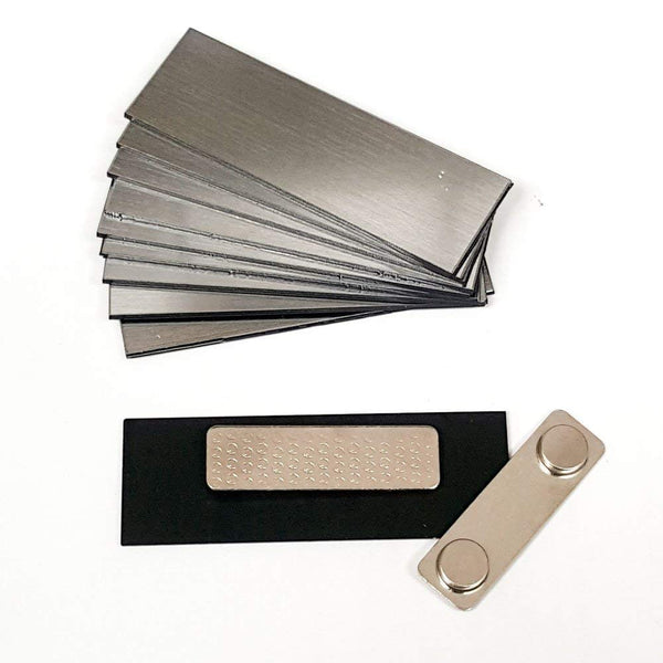 100 (10 Pack ) Bundle 1" X 3" Name Badge Blanks with Magnetic Backing - Brushed Silver - 1,000 pcs