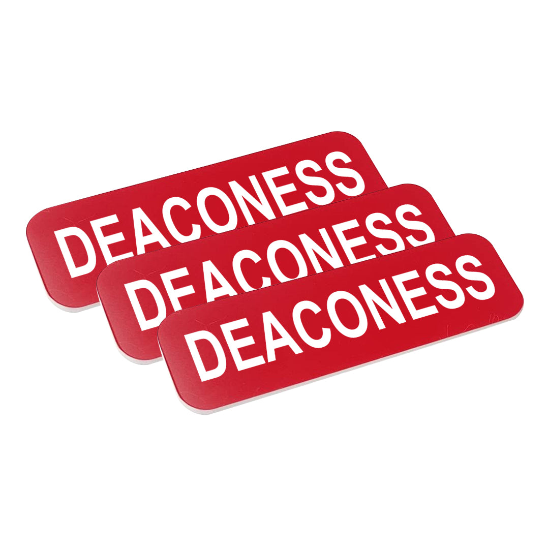 Red Deaconess 1 x 3" Name Tag, (3 Pack)