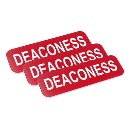 Red Deaconess 1 x 3" Name Tag, (3 Pack)