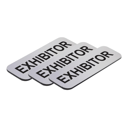 Brushed Silver Exhibitor 1 x 3" Name Tag (3 Pack)