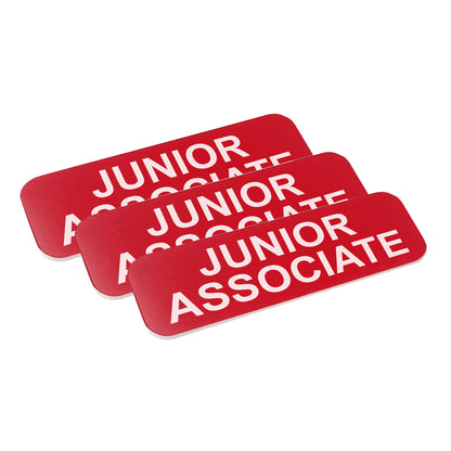 Red Junior Associate 1 x 3" Name Tag, (3 Pack)