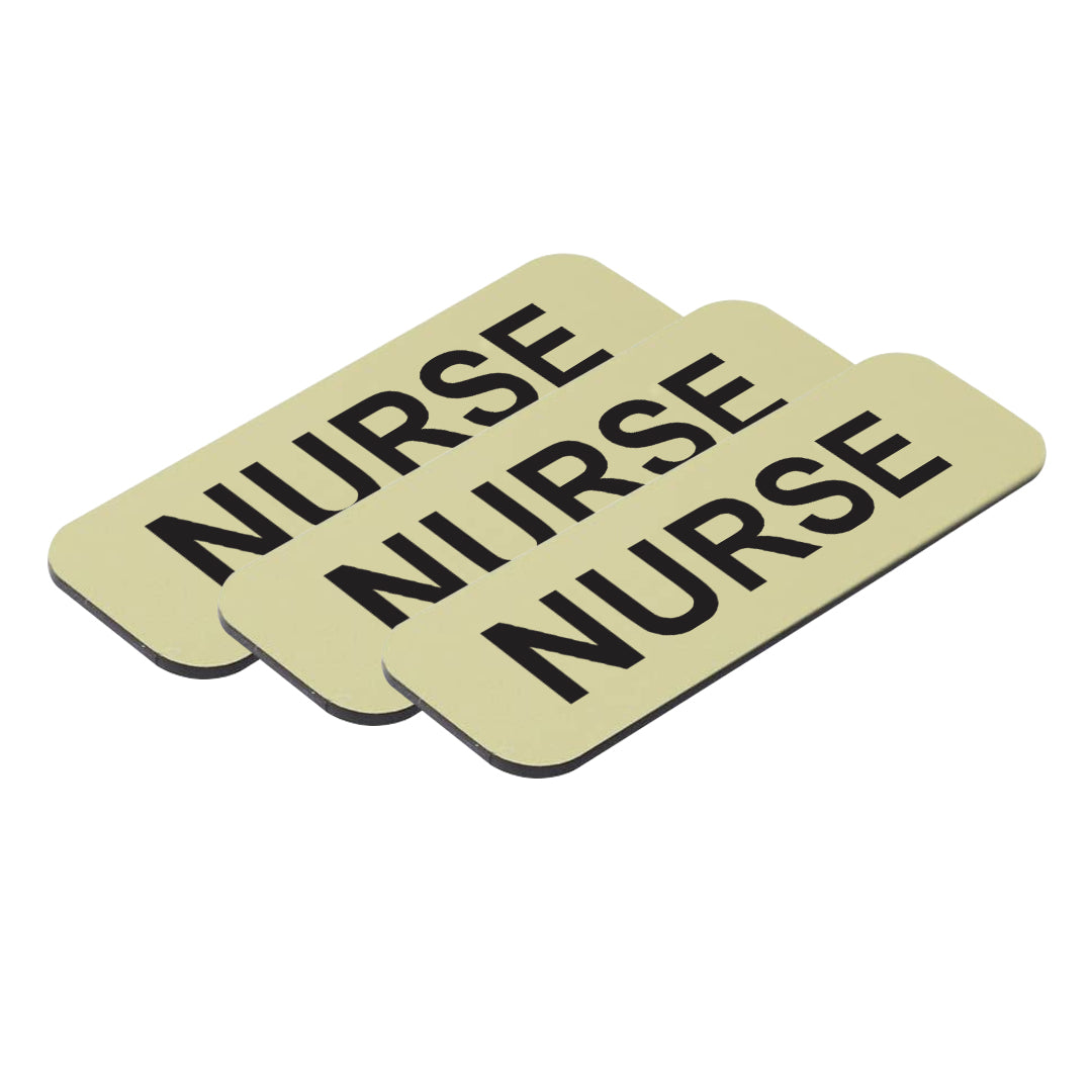 Brushed Gold Nurse 1 x 3" Name Tag (3 Pack)