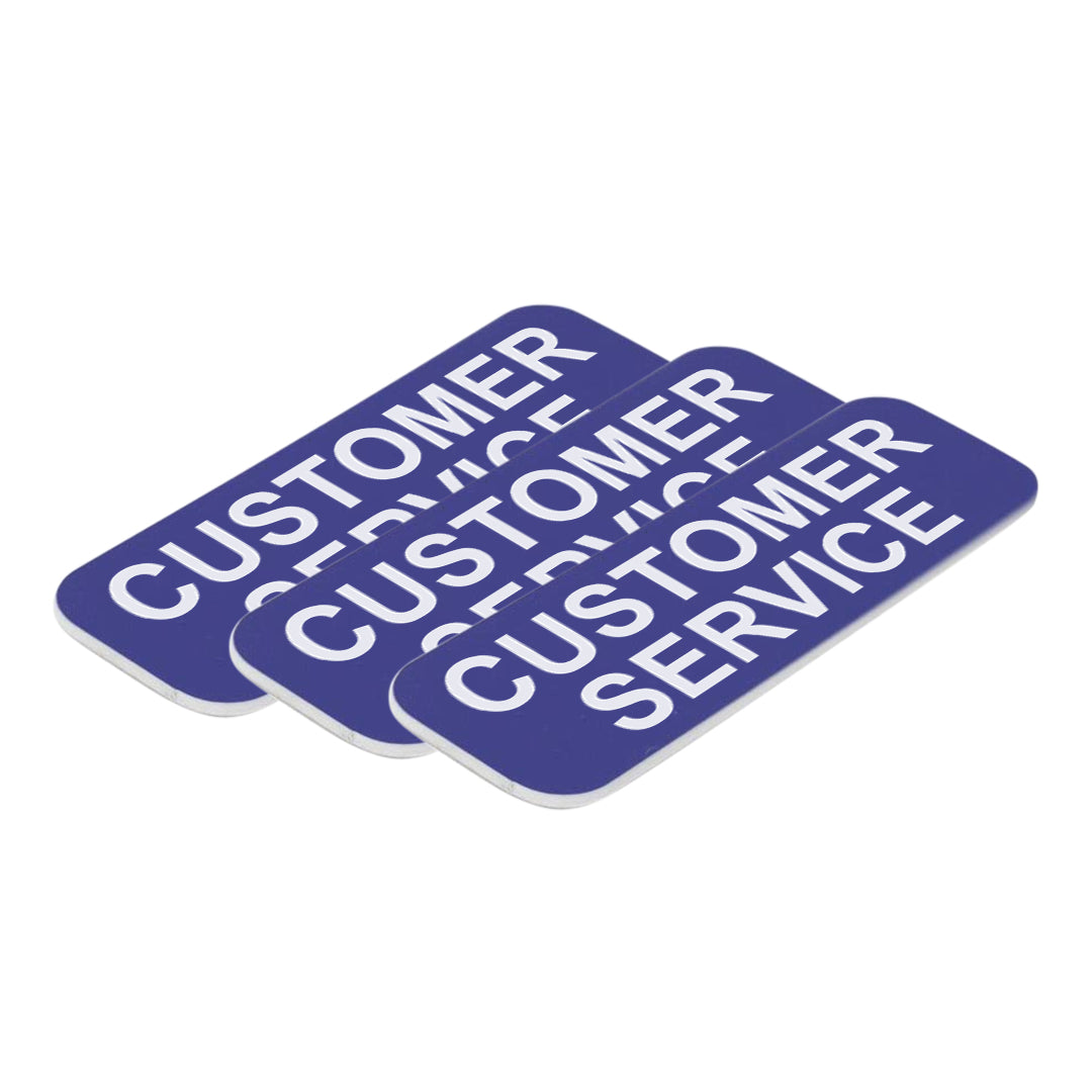 Blue Customer Service 1 x 3" Name Tag, (3 Pack)