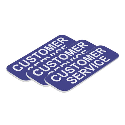 Blue Customer Service 1 x 3" Name Tag, (3 Pack)