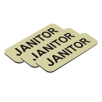Brushed Gold Janitor 1 x 3" Name Tag, (3 Pack)