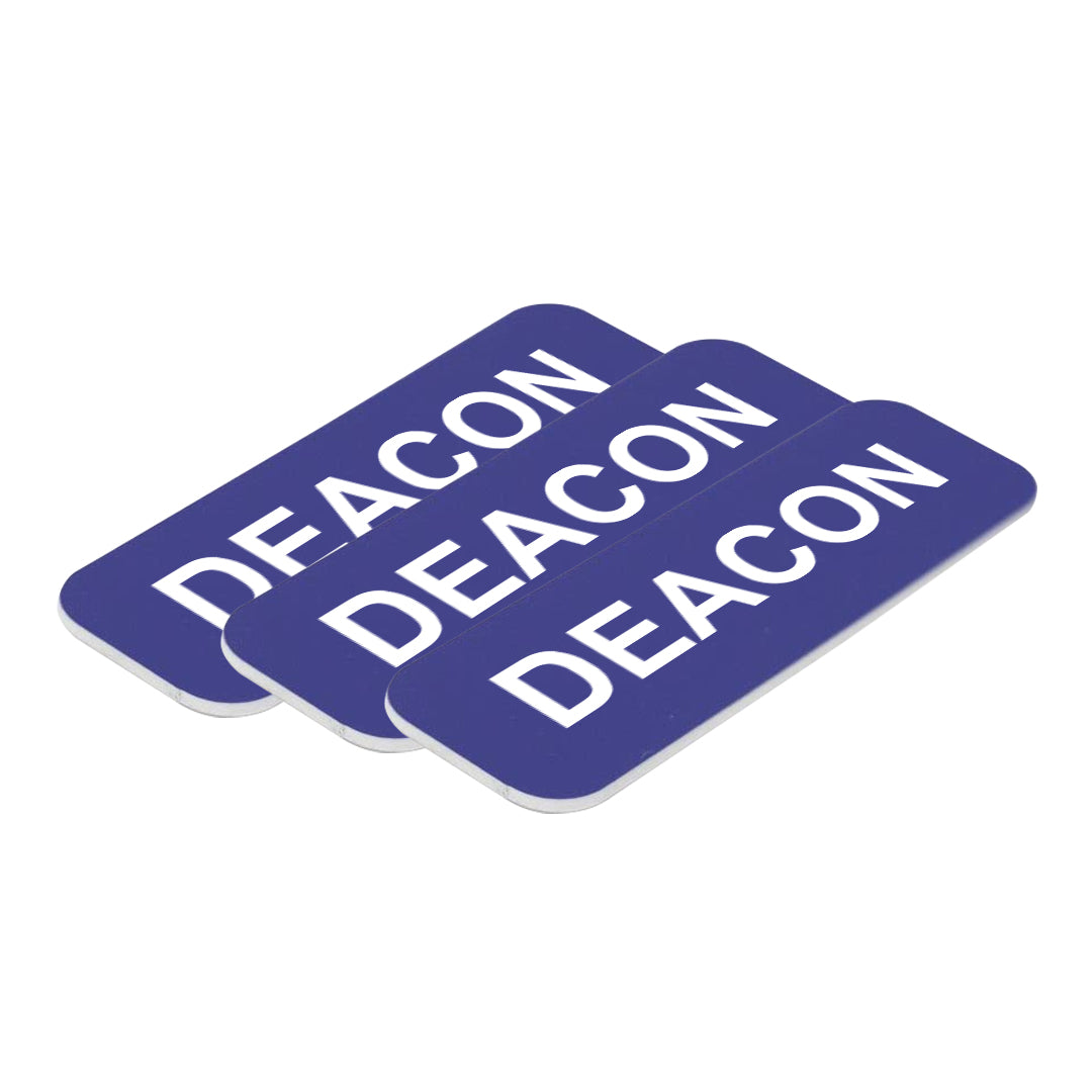 Blue Deacon 1 x 3" Name Tag, (3 Pack)