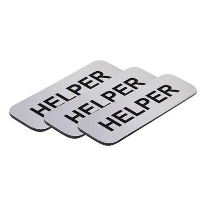 Brushed Silver Helper 1 x 3" Name Tag, (3 Pack)