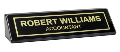 Black Piano Finish Desk Name Plate