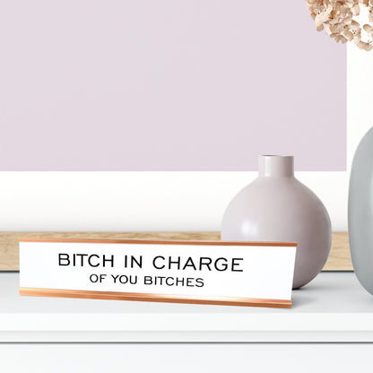 Bitch In Charge of You Bitches Desk Sign