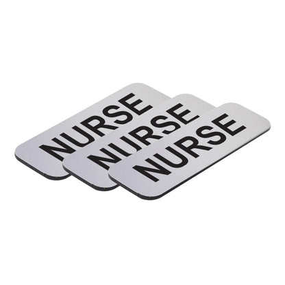 Brushed Silver Nurse 1 x 3" Name Tag (3 Pack)