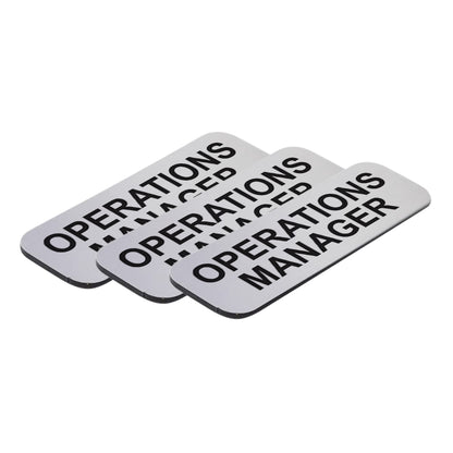 Brushed Silver Operations Manager 1 x 3" Name Tag, (3 Pack)
