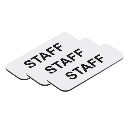 White Staff 1 x 3" Name Tag, (3 Pack)