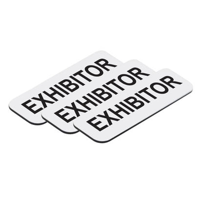 White Exhibitor 1 x 3" Name Tag (3 Pack)