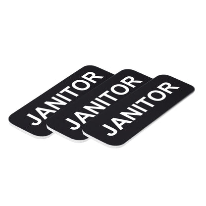 Black Janitor 1 x 3" Name Tag, (3 Pack)