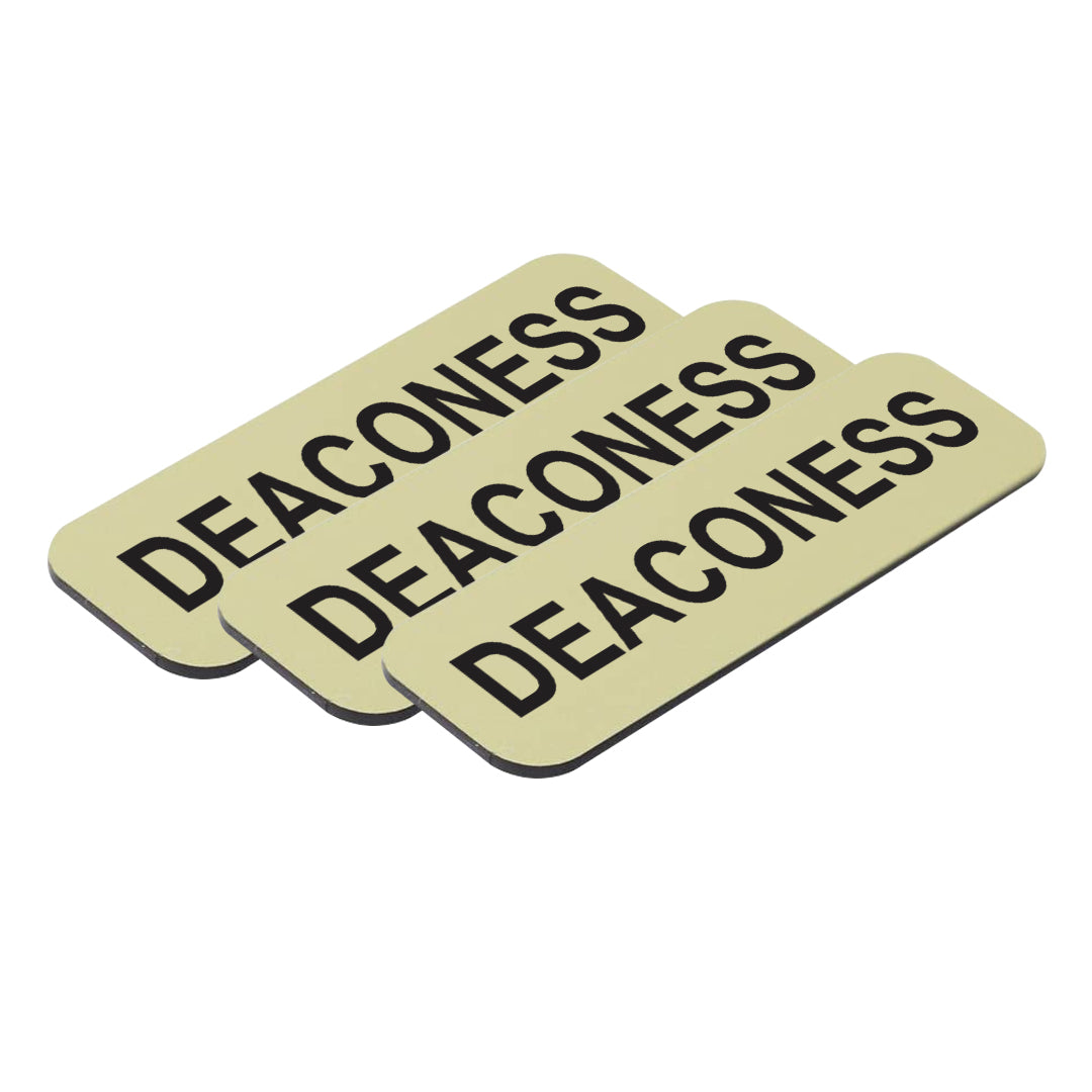 Brushed Gold Deaconess 1 x 3" Name Tag, (3 Pack)