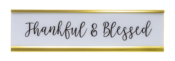 Signs ByLITA Thankful & Blessed Nameplate Desk Sign