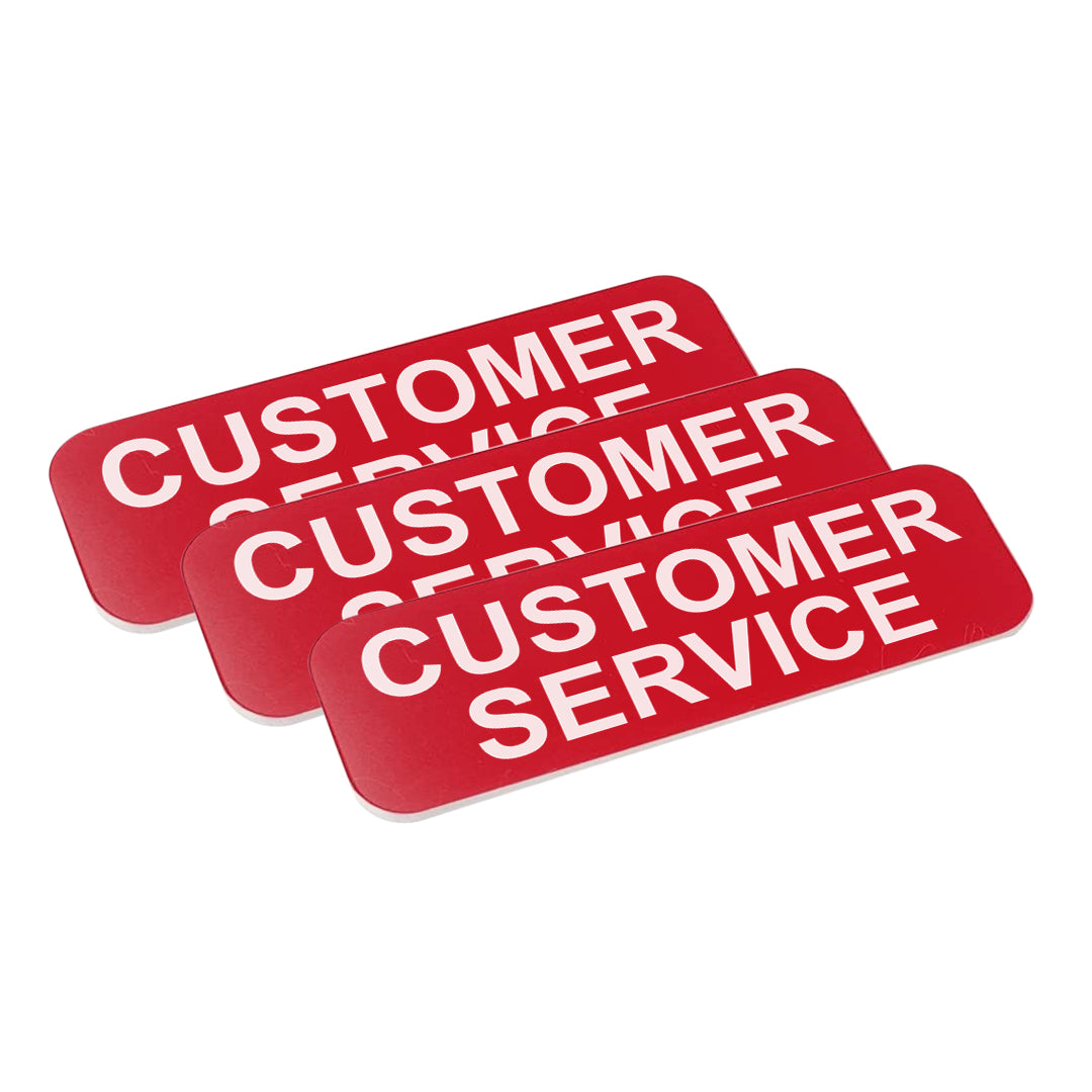Red Customer Service 1 x 3" Name Tag, (3 Pack)