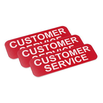 Red Customer Service 1 x 3" Name Tag, (3 Pack)