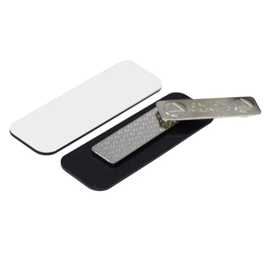 White 1" x 3" Round Corner Name Tag Badge Blanks with Magnetic Backing - 10 Pack
