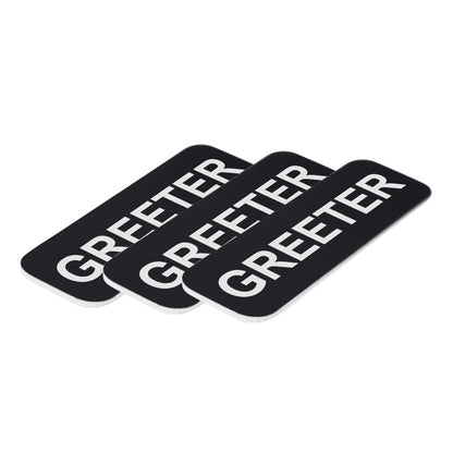 Black Greeter 1 x 3" Name Tag, (3 Pack)