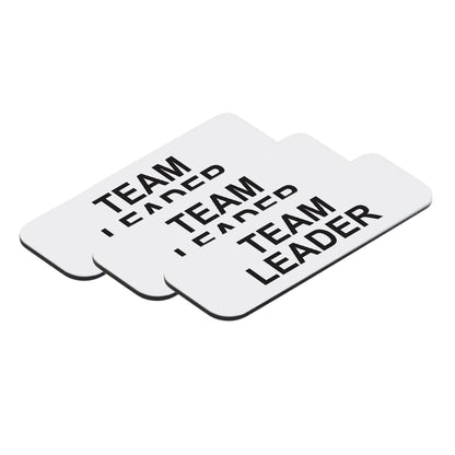 White Team Leader 1 x 3" Name Tag, (3 Pack)