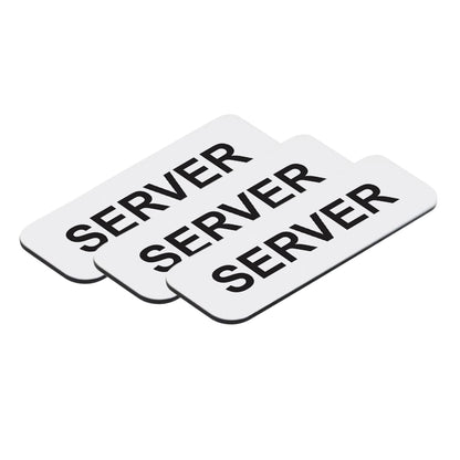 White Server 1 x 3" Name Tag, (3 Pack)