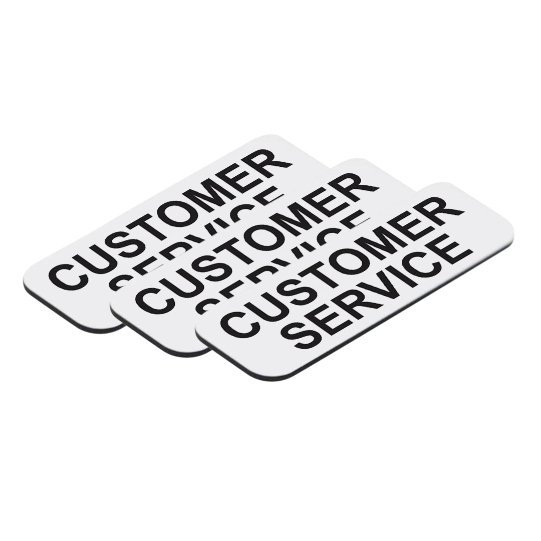 White Customer Service 1 x 3" Name Tag, (3 Pack)